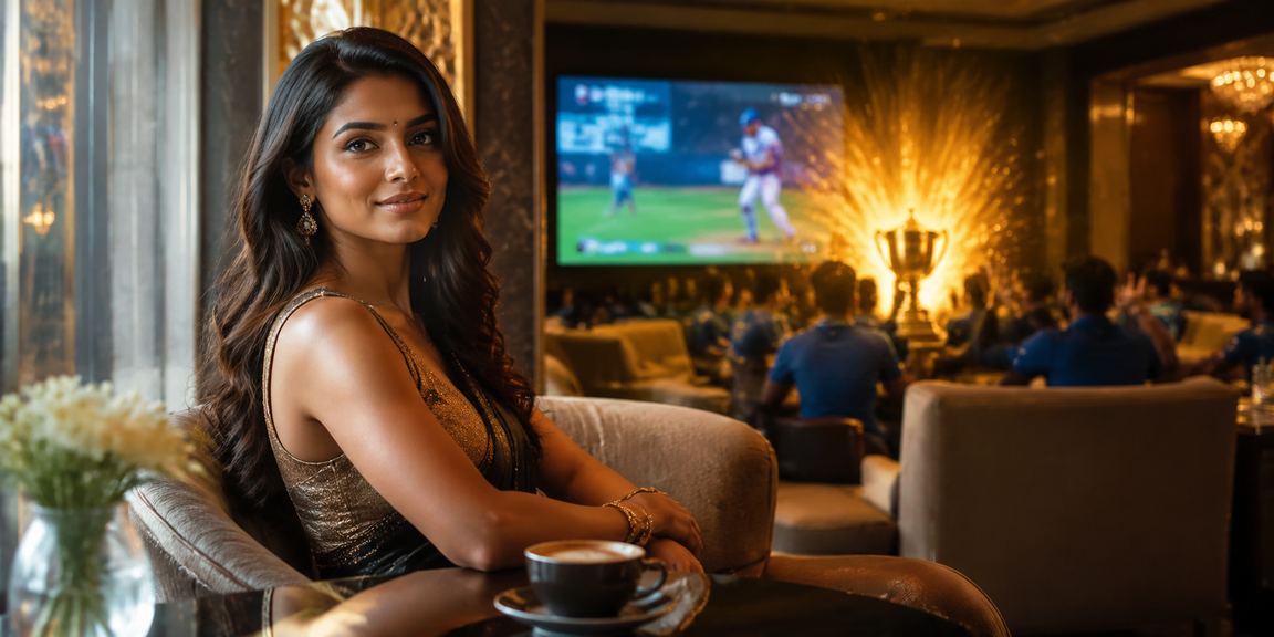 Indian model celebrating on cricket betting app, reflecting IPL excitement