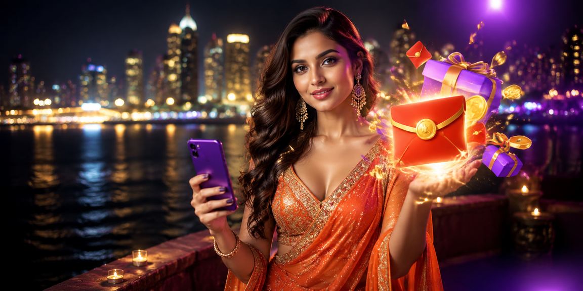 Happy user with traditional red envelope in Mumbai Bandra market