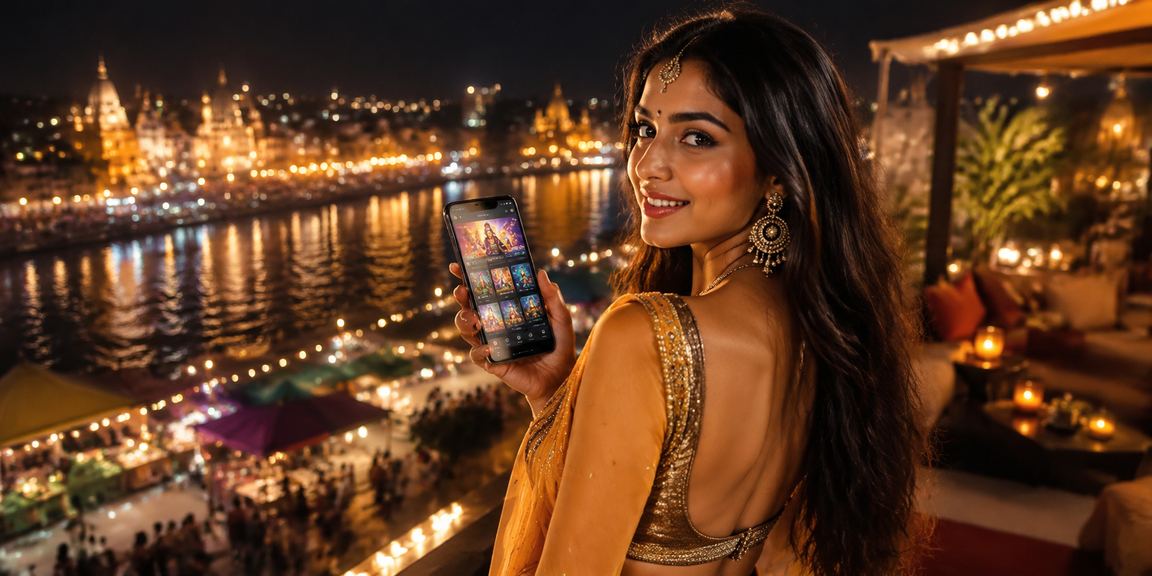 Night market in Varanasi with mobile casino players